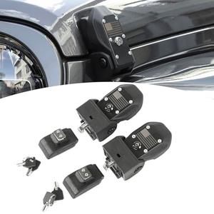 PDKLIN for Jeep JL Hood Latch Hood Catch with Lock for Jeep Wrangler JL JLU 2018-Present for Gladiator JT 2020-Present Black Hood Catch Locking Accessories with USA Flag