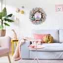 18 inch Easter Eggs Wreath for Front Door, Wall, Window, Fireplace, Artificial Easter Hanging Wreath with Plastic Foam Eggs, Grapevine, Plastic Berries, Multicolored