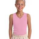 LessonZoo Girls' Tank Tops Sleeveless Shirts, Light Pink, 13-14 Years