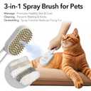 Patented 3-in-1 Cat Spray Brush with Silicone Comb: Shedding, Cleaning & Massage, Pet Steam Grooming Tool, Ideal for indoor Long or Short Haired Cats, Dogs, Rabbits & Pets (Beige)