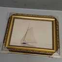 VIYYIEA Gold Framed Wall Art, White Sailboat Canvas Print Home Decor Vintage Art Painting Picture Bathroom Wall Decor, Sketch Artwork for Living Room Bedroom Kitchen Office - 10L x 8W