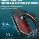 Cordless Iron for Clothes - 1500W Steam Iron with Non-Stick Ceramic Soleplate, Rapid Heating, Auto Shut Off, Burst of Steam, Self-Clean, Anti-Drip, Anti-Calc, 3 Temperature Settings, Red