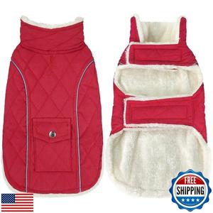 Malier Dog Winter Coat, Windproof Dog Cold Weather Coats with Real Pocket, Winter Extra Warm Pet Coat Fleece Jacket Reflective Clothes for Small Medium Large Dogs and Puppy (Red, Medium)