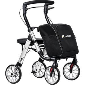 Foldable 2-in-1 Rollator Walkers for Seniors with Seat&Shopping Cart,300Lbs