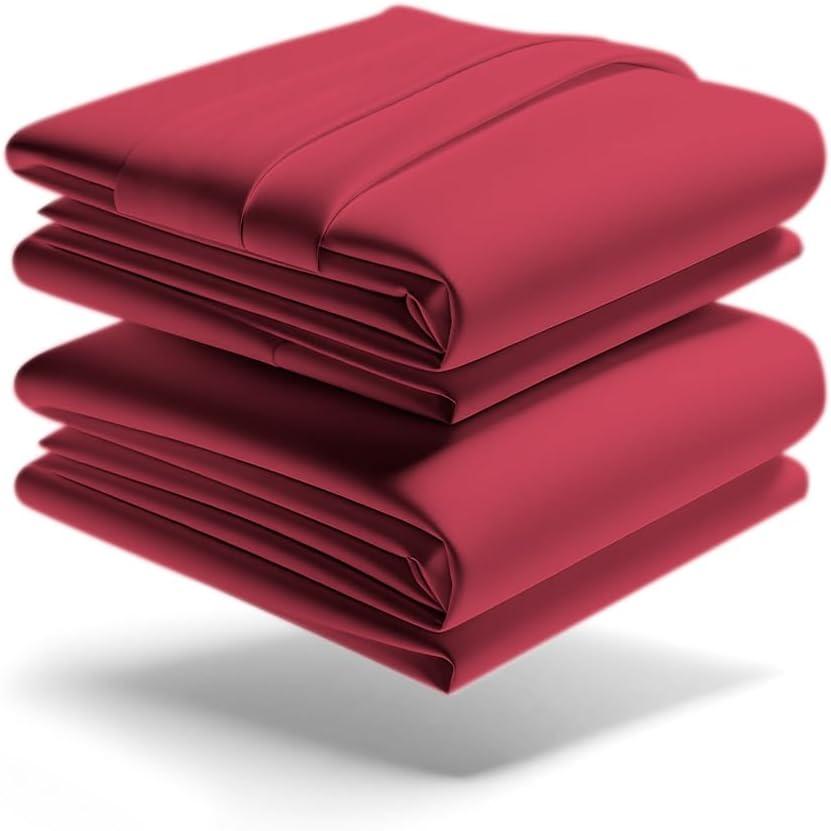 Mezzati Brushed Microfiber Waterbed Sheet Set - Ultra Soft and Lightweight for Ultimate Sleep Comfort, Wrinkle Free and Color Fade Resistant (Burgundy, Queen Attached)