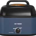 26 Quart Electric Roaster Oven with Visible & Self-Basting Lid, Large Turkey Roaster with Defrost Warm Function, Adjustable Temperature, Removable Pan Rack, Stainless Steel, Blue