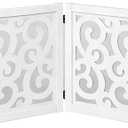 Ashfield & Harkness 4-Panel Pet Gate - Scroll White Wooden Freestanding Dog