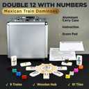 Queensell Mexican Train Dominoes Set with Numbers, Double 12 Dominoes Sets for Adults, Mexican Domino Train for Adults and Family - Domino Sets 91 Tiles with Aluminum Case