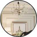 Growsun 28 inch Black Round Mirror, Wall-Mounted Circle Mirror for Bathroom & Living Room Decoration