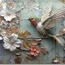 fzxwyishu Tempered Glass Kitchen Backsplash, Stove Back Top Cover, Splashback Tile,Hummingbird Kitchen Sink Cover Splash Guard, Home Kitchen Decor (Art Deco 1, 30"x16"(76.2x40.64cm))