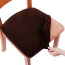Smiry Velvet Seat Covers for Dining Room Chair Set of 8, Stretch Fit Removable Washable Chair Seat Cushion Protector Slipcovers with Ties, Coffee