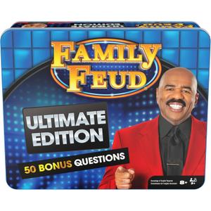 Spin Master Games, Family Feud: Ultimate Edition, Includes Tin Storage Box & 50 Bonus Questions, Friendly Competition Game, Family Game Night, 3+ Players, for Ages 8 & Up