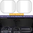 EcoNour 2-Piece Windshield Sun Shade for Jeep | Foldable Jeep Wrangler Sun Shade/Jeep Gladiator Sun Shade fit for Jeep Wrangler JL JLU 2018-2025 / Jeep Gladiator 2020-2025 | Keeps Car Interior Cooler (X-Small)