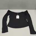 Trendy Queen Womens Long Sleeve Off The Shoulder Tops Going Out Cute Basic Y2K Fall Fashion 2025 Outfits Clothes Size M