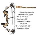 Youth Compound Bow Set 15-45 Lbs for Teens and Beginner, Package with Archery Hunting Equipment, Max Speed 260fps, Adjustable, Right Hand
