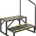 TOCRETOARE RV Steps with Handrail, Hot Tub 2 Steps with Handrail, Portable Stairs Steps for 5th Wheel RV, Mobile Home Stairs Outdoor RV Step Ladder for Camper and Porch with Non Slip Assist Handrail