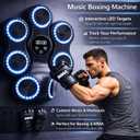 Music Boxing Machine for Adults & Kids | Wall Mounted Boxing Trainer with Bluetooth Speaker | LED Punch Target, Adjustable Speed Modes, Home Workout Equipment with MMA Gloves & Reaction Ball