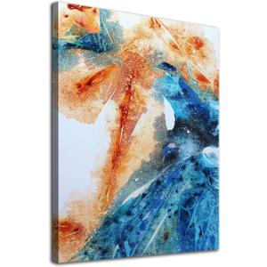 Orange Blue Canvas Wall Art Abstract Modern Painting Blue and Orange Pictures Colorful Pastel Wall Art Abstract Blue Poster Navy Blue and Orange Pictures Abstract Watercolor Print 16x24inch No Frame (16L" x 24W")