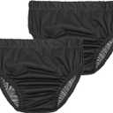 Joyo roy 2PCS Plastic Pants for Adult Diapers Incontinence Protective Briefs & Underwear Washable Incontinence Underwear Women and Men Waterproof Underwear for Women Plastic Underwear for Adults XXL (Black)