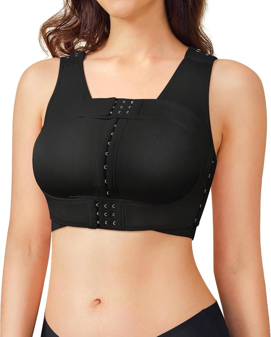 BRABIC Front Closure Post Surgical Compression Everyday Bra for Women Mastectomy with Removable Breast Support Band, L