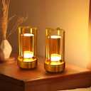 PIKAFOX 2 Pack Crystal Lantern lamp with Touch Dimming, Rechargeable LED Table Lamp, 3-Color Adjustable Brightness, 4200mAh Battery Powered Desk Light for Bedroom, Restaurant, Outdoor
