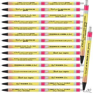 30 Pcs Teacher Appreciation Gift Pen Bulk Metal Glitter Thank You Teacher Pens Inspirational Black Ink Retractable Ballpoint Funny School Office Gift for Coworker Employee Grad Stationery(Delicate)