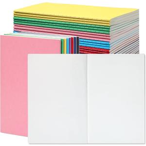 Miikoul 24 Pack A5 Blank Journal Notebooks in Bulk, Colorful Soft Cover Unlined Paper for Kids Student Traveler Drawing Writing Take Notes and Plan, 8.3x5.5 Inches, 80 GSM, 60 Pages/30 Sheets