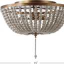JONATHAN Y 15" Antique Gold/Cream Allison 3-Light LED Flush Mount Ceiling Light for Bedroom, Wood Beaded Shade Shabby Chic Farmhouse Rustic Decor, LED Bulbs Included (JYL9019A)
