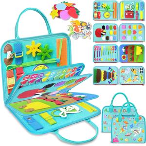 Exorany Busy Board Montessori Toys for Toddler Boy Girl Birthday Gifts, Busy Book Sensory Learning Toys for Toddlers, Toddler Airplane Car Travel Toy Educational Activities