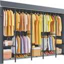 ULIFHOME H50C Extra Large Clothes Rack with Cover, Freestanding Portable Closet, Covered Clothing Racks for Hanging Clothes, Heavy Duty Garment Rack, Wardrobe Closet with Gray Cover Max Load 1350 Lbs