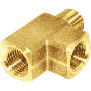 Joywayus Brass Pipe Fitting Barstock Street Tee T 3 way NPT 1/4" Female  1/4" Female  1/4" Male Adapter