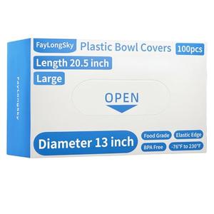 FayLongSky 100 Boxed Bowl Covers Bread Proofing Large Plastic Wrap for Food Shower Caps for Sourdough Bread Baking Rising Elastic Reusable BPA Free Food Grade (Diameter 13")