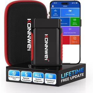 KONNWEI OBD2 Scanner Bluetooth - Full System Diagnostic Tool w/Bi-Directional Control, Oil/EPB/DPF/BMS ResetTPMS Read for 40+ Vehicles, No Subscription, Lifetime iOS Android App, Storage Box Included