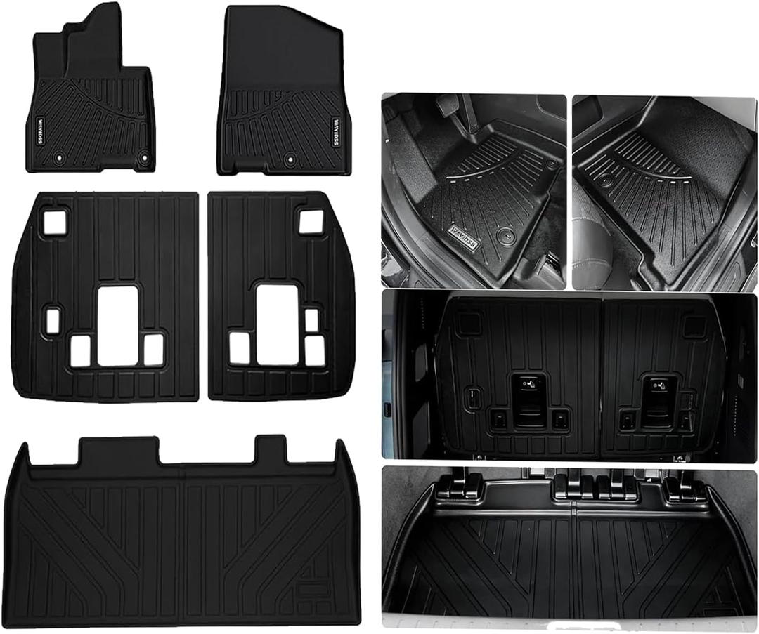 Floor Mats for 2025 2026 KIA Carnival(fit 7&8 Seats) with Trunk Mat & Backrest Mat TPE All Weather Protection Car Floor Liners Cargo Liners