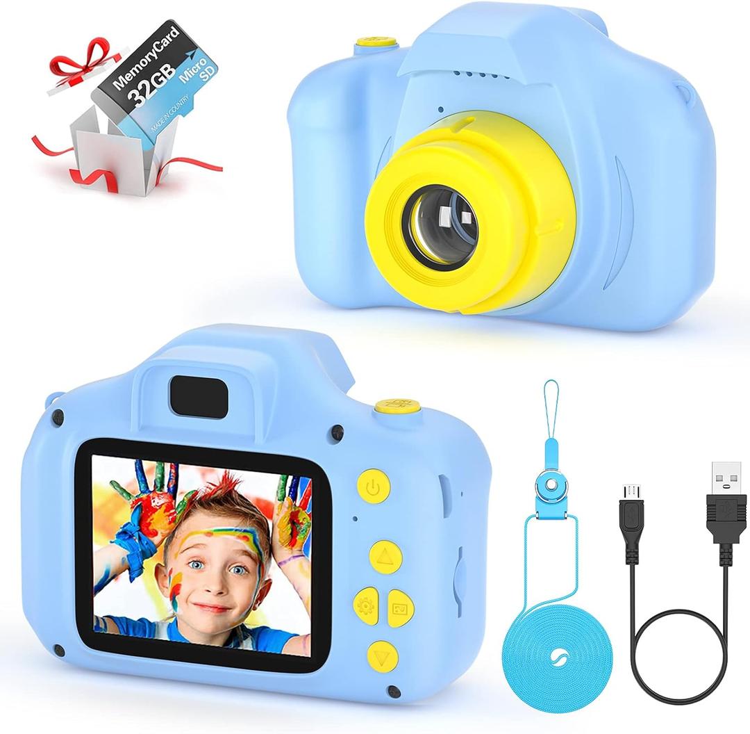 VATENIC Kids Toys for 3-10 Year Old Boys Girls, Kids Camera 1080P 2inch HD Children Digital Cameras for Girls Best Birthday Toys,Toddler Camera Gift for 3-9 Year Old Boy (with 32G SD Card) (Blue)