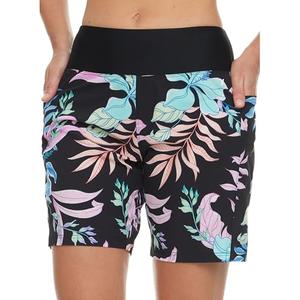Hurley 5"/7" High Waisted Swim Shorts Women, Board Shorts with Pockets & Inner Liner, Quick Dry Swim Trunk, UPF 50+ Black Multi XL