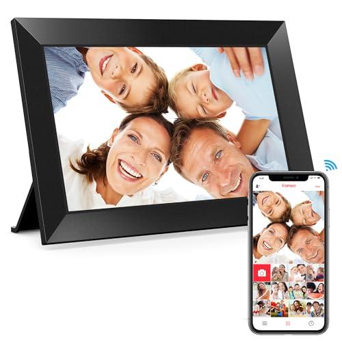 BIGASUO Digital Picture Frame, 10.1" Frameo Digital Frame WiFi with 32GB Memory, 1280x800 IPS Touch Screen, Send Photos/Videos from Your Phone Anywhere, Photo Gifts for Parents and Grandparents