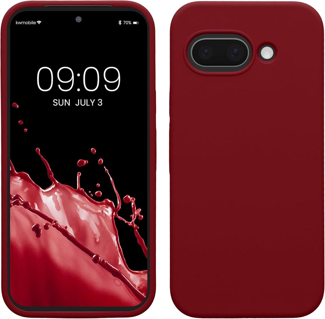 Kwmobile Case Compatible with Google Pixel 9a Case - TPU Silicone Phone Cover with Soft Finish - Rhubarb Red