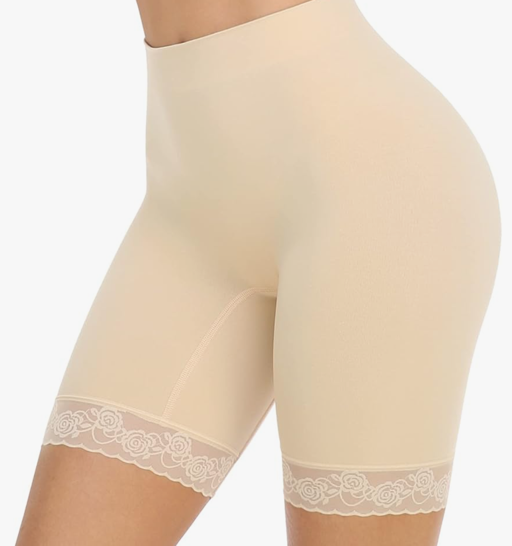 SIMIYA Women's Slip Shorts for Under Dresses, Anti-Chafing Boyshorts Panties Seamless Stretch Lace Underwear L