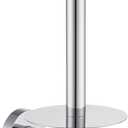 Vertical Toilet Paper Holder, Aomasi Stainless Steel Modern Bathroom Chrome Tissue Hanger with Round Plate, Standing Style TP Roll Storage, Wall Mounted