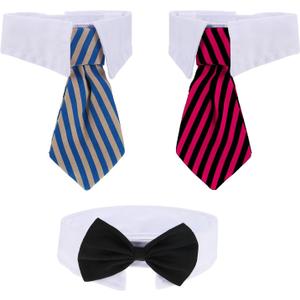 Shappy 3 Pieces Adjustable Pets Dog Cat Bow Tie Pet Costume Necktie Collar for Small Dogs Puppy Grooming Accessories (S)
