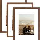 YESKAY 12x16 Picture Frame 3 Pack - Brown Poster Frame Display Pictures 8.5x11 with Mat or 12 x 16 Without Mat for Wall Hanging Horizontal and Vertical