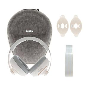 Nuby Soft Sounds 2-in-1 Noise-Canceling Baby Earmuffs with Travel Case - Adjustable Noise Protection for Infants and Toddlers - White