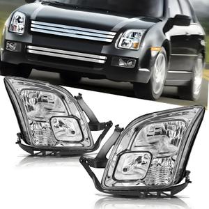 Headlights Assembly Compatible with 2006 2007 2008 2009 Ford Fusion OE Style Head Light Headlamp Pair, Chrome Housing