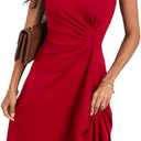 Happy Sailed Women's Summer Dresses Sleeveless Ruched Waist A Line High Low Midi Cocktail Dress(Waist Tight,Please Size Up) (Red)