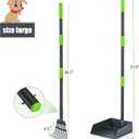 Niubya Pooper Scooper for Dogs, Metal Poop Scooper Tray and Rake Set with Adjustable Long Handle, Dog Pooper Scooper for Pet Waste Removal (Black & Green)