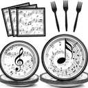 Musical Note Plates Napkins Music Themed Party Tableware Musical Notes Dinnerware Disposable Paper Plates for Baby Shower Music Concert Birthday Karaoke Christmas Party Supplies 24 Guests