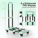 Folding Hand Truck 500lbs, Portable Heavy Duty Dolly Cart, 6 Wheels Collapsible Luggage Cart with 2 Elastic Ropes - Compact Trolley Cart for Easy Moving - Ideal Hand Cart for Travel and More (1.70, Green)