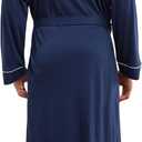 Mens Lightweight Robe Cotton Blend Kimono Bathrobe with Pockets, Soft Breathable Absorbent Loungewear for Home (XXL)