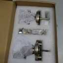 Crystal Glass Door Knobs Interior, Modern Bathroom Bedroom Door Knobs with Lock Privacy Function, Satin Nickel